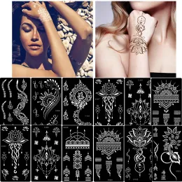 Tatuagens indianas henna hollo hollow tattoo estêncil adesivo corpo rosto braço de pintura de pintura de tatuagem de tatuagem de tatuagem adesivo de tatuagem