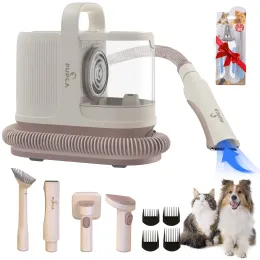 ScisSors Pupca Pet Grooming Kit 1.3L Vacuum Sucção 99% Cabelo de animais de estimação 60dB Baixo ruído 12kpa 3 Níveis sucção com 7 ferramentas de derramamento de limpeza