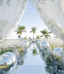 Supplência de festa temas brancos de prata Centerpieces peças espelhadas corredor de carpete 1m 1m 1,2m 1,5m 2m de largura para decoração de palco casamento