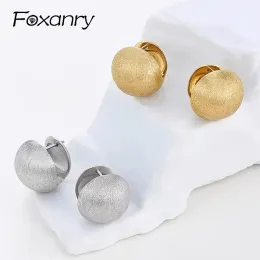 Klipp Foxanry Scrub Ball Geometric Earrings for Women Minimalist Elegant Trendy Prevent Allergy Ear Buckle Engagement Smyckesgåvor