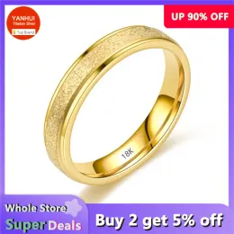 عصابات عالية الجودة 4 مم بسيطة خاتم Frosted Fashion Golden Ring Men and Women's Exclusive Band Band Wholesale MSR18