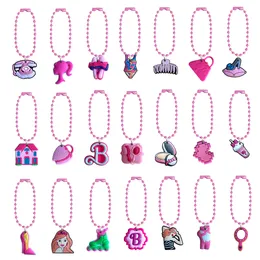 Schlüsselanhänger Lanyards 21pcs Cartoon Schlüsselbund Perlen Pink Charme Key Ring Hanging Chain Schmuckzubehör für Taschen Mädchen Armband Schuhe Dro otvix