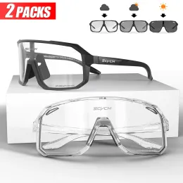 Sunglasses 2Packs SCVCN Photochromic Cycling Sunglasses Men Women Sports MTB Bike Eyewear Outdoor Road Bicycle Cycl Glasses UV400 Goggles