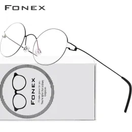 Linsen Fonex Schraubless Eyewear Rezept Brille Rahmen Frauen rund myopie optische Dänemark Koreanische Brille Rahmen Männer Titanium 98607
