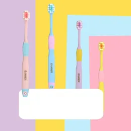 4st barns färgglada tandborste naturliga bambu tandborste set mjuk borstkoltänder eko bambu tandborstar tandvård