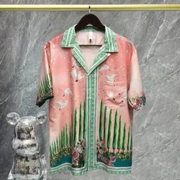 Camisa do padrão de árvore da árvore de coco, massinha de manga curta, camisa de rua de rua de rua do verão masculino masculina da camisa chinesa 240410