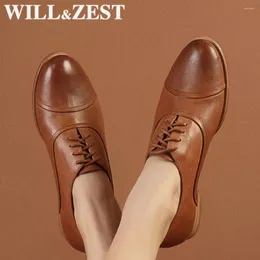 Lässige Schuhe Willzest Women Flat Sladies Ladies Oxford Slip auf Luxusdesigner plus Größe 2024 Womans Leder Vintage Mode Flats