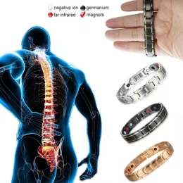 Strands New Mens Jewellery Magnetic Therapy Health Antisnoring Stainless Steel Bracelet for Men Adjustable Bracelet Pulsera Hombre