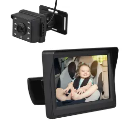 Övervakare Baby Car Monitor 720p Monitor Camera för Baby Bakre vänd säte 4,3 tums bilstolspegel Display 150 ° WIDE View Night Vision