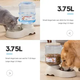 Novo 2024 alimentador de cães 2024 Aguarista de cães de alta capacidade Pet Bowl Bowl Gravity Water Dispenser Bowl Pet para cães gatos 3,8 l Acessórios para cães- para