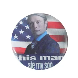 Broches hannibal este homem comeu meu filho button button pino feminino roupas desenho animado pino de lapela de presente engraçado distintivo criativo de metal fofo broches de metal