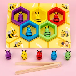 Montessori tidig utbildning lärarhjälpmedel honungskaka spel hand-öga koordination träning hjärnan utveckling utbildning leksaker