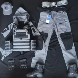 Sets/Anzüge Urban Grey Kapuzenfroschanzug Taktisch Langarm Frosch Haut CS Field Battle Anzug Militär Fan Männlich