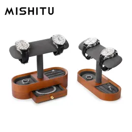 Bins Mishitu Multifunktionell Watch Display Storage Rack Ny massivt trä handledsklocka stroage rack armband smycken display stativ rekvisita