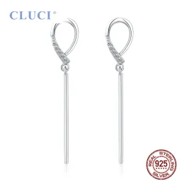 イヤリングCluci 925 Sterling Silver Simple Theme Women Drop Earrings Jewelry for OfficeDE016SB