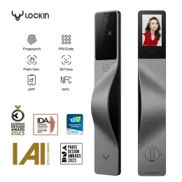 Controllo Lockin V5 Max Smart Lock Palmar VEIN VEIN 3D Face Screen Gat Eye Smart Password Lock App Smart per l'apertura della porta sinistra