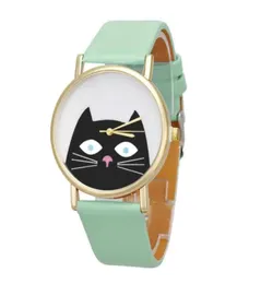 Superior Cat Mulher Men Men Band de couro Analog Quartz Dial Wrist Relógio 23 de julho Recurso de pulso5972157