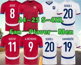 24/25 XXXL 4xl Serbia piłka nożna Tadic SergeJ Mitrovic 2024 Srbija Drużyna narodowa domowe koszulki piłkarskie kit vlahovic pawlovic milenkovic dzieci