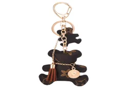 Party Gift Creative Personality Bear Leather Keychain Female Cute Leather Horseshoe Buckle Car Key Chain Par Bag Pendant6054455