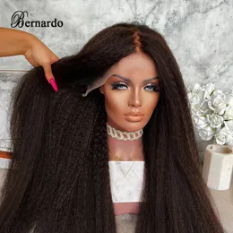 Bernardo Yaki Straight Hair Synthetic spets Front Wigs Full Density Svart syntetiska peruker för kvinnor värmebeständiga frontala peruk 240416