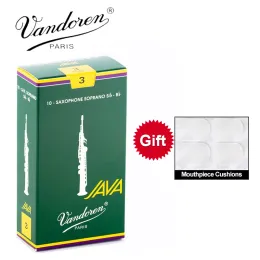 Saxofon Original Frankrike Vandoren Java Soprano Sax Reeds / Saxophone Soprano Sib BB Reeds Strength 2.5#, 3# Gray Green Box of 10