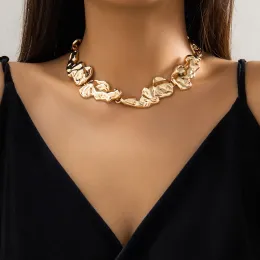 Halsband lakteo överdriven oregelbunden metallkedja krage halsband för kvinnor tung metall choker smycken på nackfest flickor gåva
