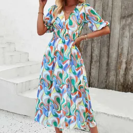 Casual Dresses On Sale Clearance Women Summer Short Sleeves V Neck Maxi Boho Long For 2024 Plus Size