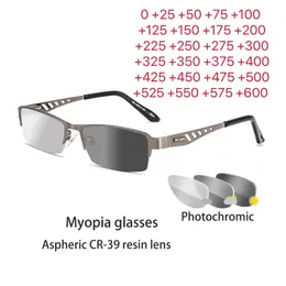 Pochromic ögonglasögon män kvinnor myopia glasögon färdiga glasögon elever kort sikt glasögon 0 0,5 1 1,25 1,5 1,75 6 240416