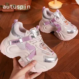 Casual Shoes Autuspin 2024 Frauen Sports Sommer atmungsaktives Mesh Girl's Sneakers Trend Platform Weibliche vulkanisierte Sneaker -Frau Mode