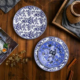 Geschirrssätze Sets British Ceramic Table Ware Set Blue and White Chinese Western Bowls Teller für den Heimgebrauch