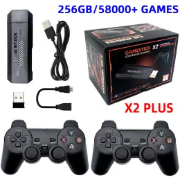 Konsole x2 Plus gier wideo Konsola 1080p 2.4G podwójny kontroler bezprzewodowy 58000 gier 256 GB Gry retro na prezent PSP PS1 FC Boy