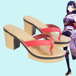 Hausschuhe Genshin Impact Raiden Shogun Raytheon Barr Cos Schuhe Cosplay Frauen Sommer Slipper Plus Größe 44 45 46