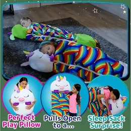 Pillow Children's Sleeping Bag Cartoon Plush Pillow Pillow Sleeping Bag 2 in 1 Antikicking Quilt Boys and Girls Sleeping Bag