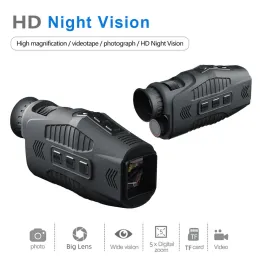 Cameras Ziyouhu Hunting Observation Digital Night Vision 5x Zoom 850nm النطاق بالأشعة تحت الحمراء كاميرا IR 200M 1080p Video Viewer Monocular