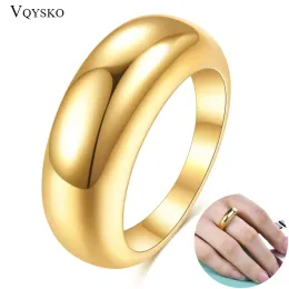 Bands minimalistischer dicker klobiger Ring für Frauen stapelte Schmuck Trendy Croissant Dome Edelstahl Golden Statement Anillo Mujer