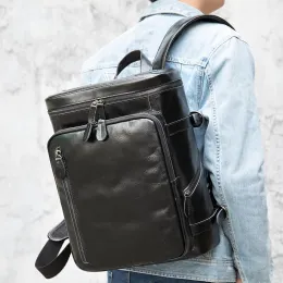 Çantalar luufan çılgın at gerçek deri sırt çantası Erkekler dizüstü bilgisayar rucksack vintage teenager okul çantası seyahat çantası adam gün paketi