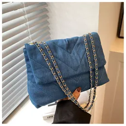 Yeni bayanlar omuz çantaları moda kapitone crossbody çanta jean denim messenger çanta çanta ve kadınlar için cüzdanlar