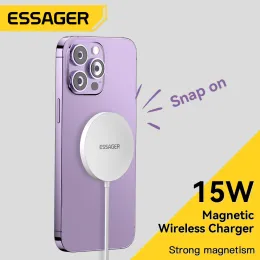 Chargers Essager 15W Magnetic Qi Caricabatterie wireless Ricarica rapida per iPhone 14 13 12 11 X XR Pro Max 8 8P PD Caricatore veloce Caricatore