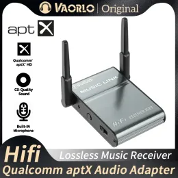 어댑터 vaorlo 오리지널 APTX Bluetooth 오디오 수신기 Hifi 손자없는 HD 음악 무선 어댑터 3.5mm 보조 AUX RCA 스테레오 듀얼 안테나 마이크