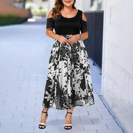 Donne Summer Cold Spalla Hollow Floral Midi Dress Lady Party Cocktail Plus size in per 2024 240422