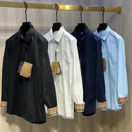 Uomini di alta qualità Nuovi in Classifica per il tempo libero 100cotton camicie solide a manica lunga maglietta eleganti camicie a cavallo Homme Luxury Designer Brand Abibiti