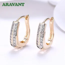 Earrings Aravant 925 Sterling Silver 18K Gold U Shaped Cubic Zirconia Hoop Earrings For Women Fashion Jewelry