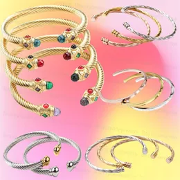 DY high quality Twisted Charm Bracelet for Women Senior Designer 925 Silver Luxury Jewelry Colored Diamond Set Bracelet Round Opening Men bangle Birthday Gift