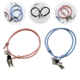 Charm Armbänder 2pcs Haarkrawatte Geburtstag Valentinstag Paare Matching Seil Astronaut Magnetisch