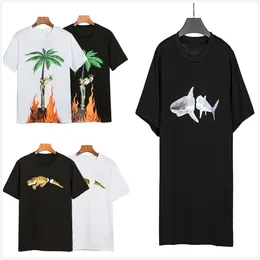 Herrendesigner T -Shirt Grafik Tee T -Shirt Sommer T -Shirt Männer Hemden ausschneiden Haifischdruck Stickerei City Limited Black Rainbow Font Classic Flame Logo Print Applique