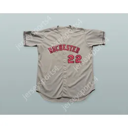 Denard Custom Denard 22 Rochester Red Wings Grey Baseball Jersey Qualsiasi nome Numero Top Cucite S-6XL