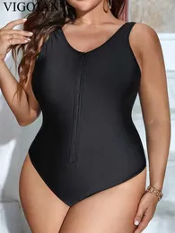 SY19 SWOM Zużycie Vigojany 2024 Black Papped Plus Squod -warm Kobiety zamek błyskawiczny Push Up Duży One Piece Swimsuit Beach Chubby Big Bathing Suit 240423