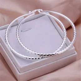 Kolczyki ślub, hurtowa wysokiej jakości kobiety Lady ładne srebrne kolczyki moda 7 cm duże koło Piękna ulubiona biżuteria E290