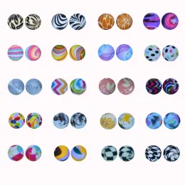 가닥 50pcs 15mm 아사히 조개 패턴 음식 등급 실리콘 구슬 DIY 제조 브레이슬릿 키 링 키 체인 액세서리