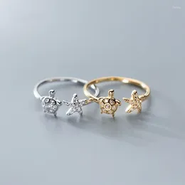 حلقات الكتلة 925 Sterling Silver Zircon Tortoise قابلة للتعديل للنساء الملحقات المجوهرات القابلة للتكديس مع